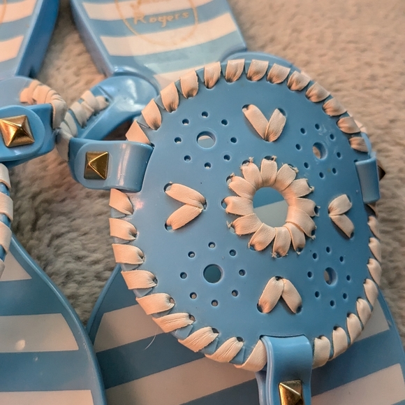 Jack Rogers Blue & White Summer Flip Flops Jelly Sandals Size 10 - Picture 4 of 10